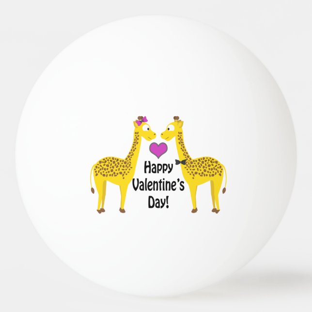 Balle De Ping Pong Giraffes Heureuses Saintes-Valentin (Devant)
