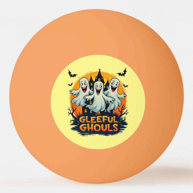 Balle De Ping Pong Gleeful Ghouls | Fun Halloween Ghost Artwork (Devant)