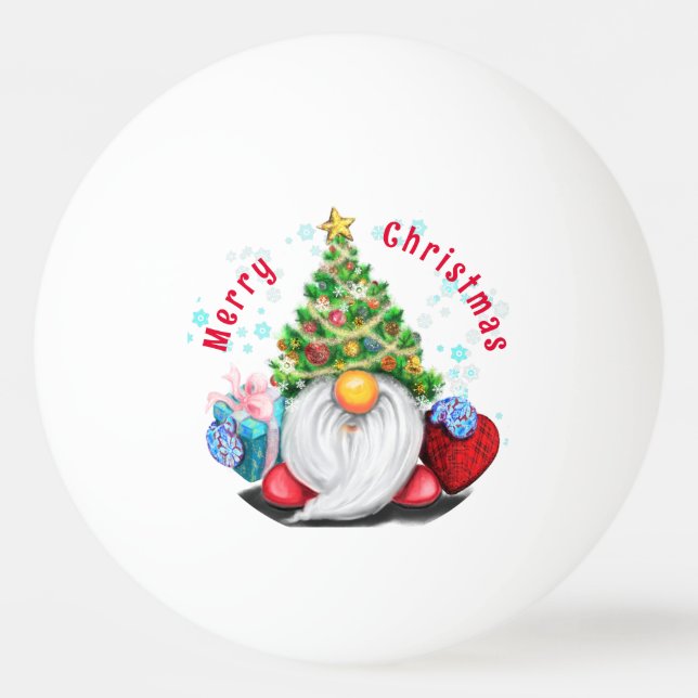 Balle De Ping Pong Gnome de Noël avec Boule de ping-pong cadeau (Devant)