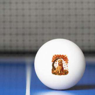 Balle De Ping Pong Golden Retriever Automne Cosy Action de grâce