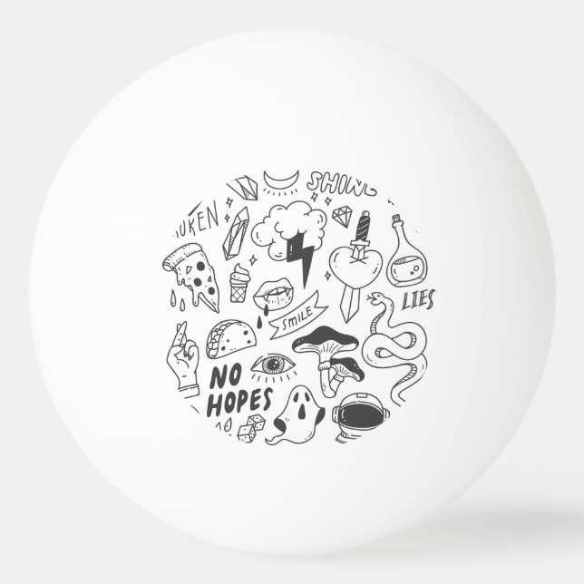 Balle De Ping Pong Graffiti mignon : Doodle Art Set. (Devant)
