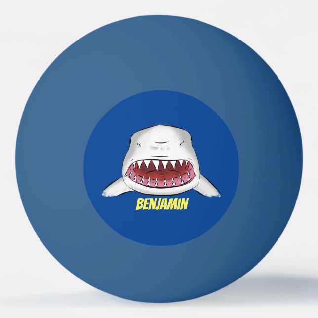 Balle De Ping Pong Grand requin blanc moyen dessin animé (Devant)