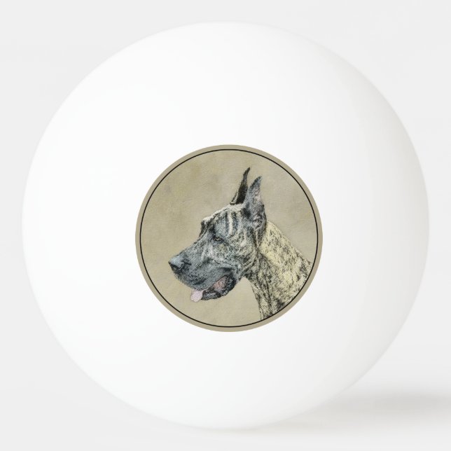 Balle De Ping Pong Grande Danse (Brindle) Peinture - Art Chien origin (Devant)