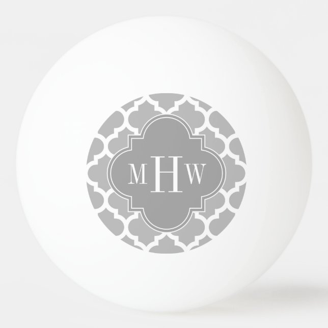 Balle De Ping Pong Gray White Moroccan #5 Gray 3 Monogram initial (Devant)
