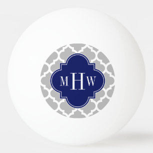 Balle De Ping Pong Gray White Moroccan #5 Navy 3 Première monogramie