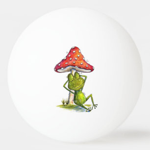 Balle De Ping Pong Grenouille à couchage lunaire sous un champignon