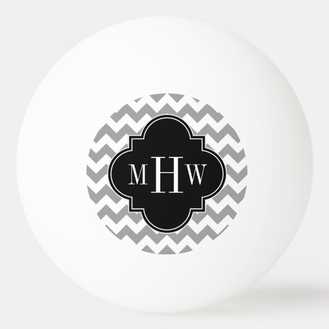 Balle De Ping Pong Grey What Chevron Black Quatrefoil 3 Monogramme (Devant)
