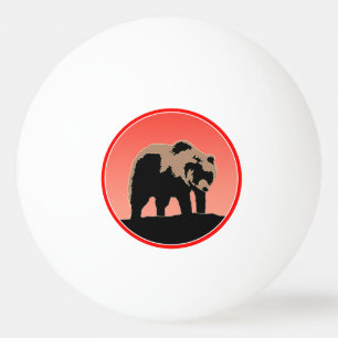 Balle De Ping Pong Grizzly Bear au coucher du soleil - Art original d