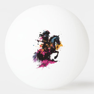 Balle De Ping Pong Guerrier équitation cheval en aquarelle