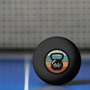 Balle De Ping Pong Haltère vintage personnalisé avec monogramme nom i