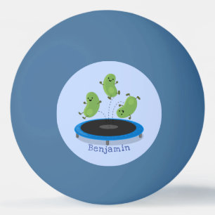 Balle De Ping Pong Haricots verts mignons sur dessin animé trampoline