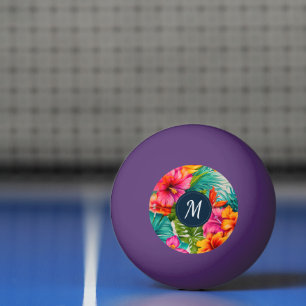 Balle De Ping Pong Hibiscus floral tropical Monogramme