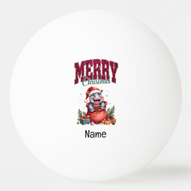 Balle De Ping Pong Hippo thème de Noël pour Ping Pong Player (Devant)