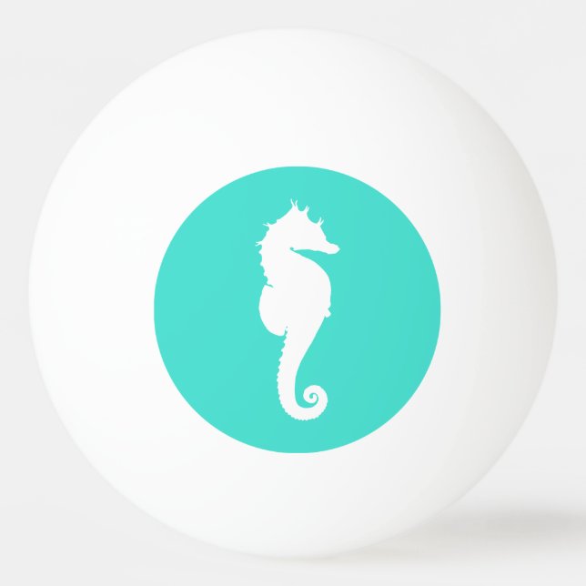 Balle De Ping Pong Hippocampe turquoise et blanc (Devant)