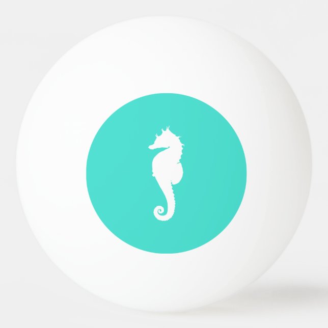 Balle De Ping Pong Hippocampe turquoise et blanc (Dos)