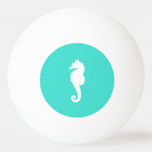 Balle De Ping Pong Hippocampe turquoise et blanc