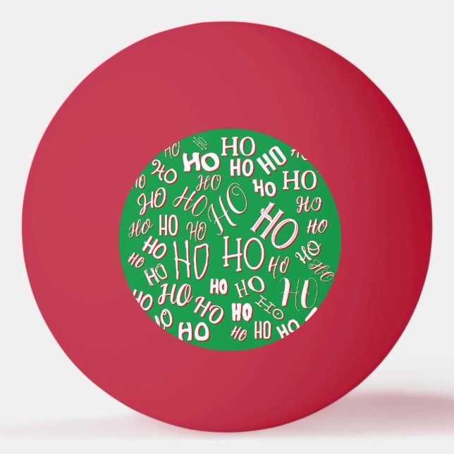 Balle De Ping Pong HO HO HO Texte de Noël motif blanc vert rouge (Devant)