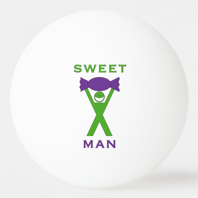 Balle De Ping Pong Homme Gentil Homme Vert Drôle avec l'Art Violet Do (Devant)