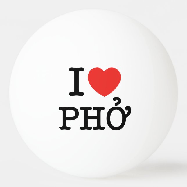 Balle De Ping Pong I Heart (Amour) Pho (Devant)