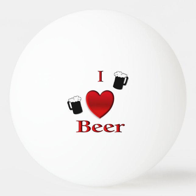 Balle De Ping Pong I Heart Beer Design (Devant)