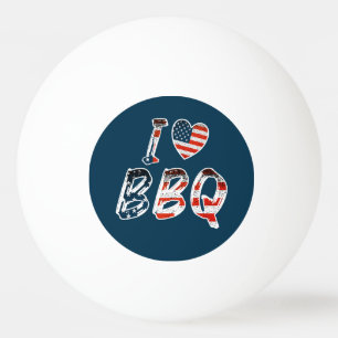 Balle De Ping Pong I Love BBQ, American Patriotic