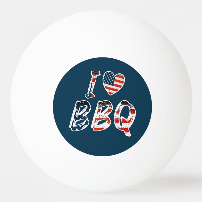 Balle De Ping Pong I Love BBQ, American Patriotic (Devant)