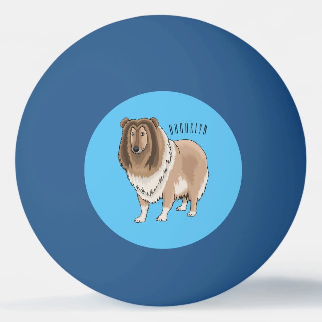 Balle De Ping Pong Illustration de chien Rough collie (Devant)