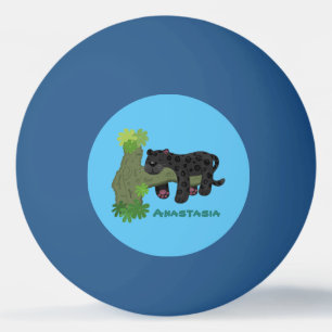 Balle De Ping Pong Illustration de dessin animé de chat jaguar noir m