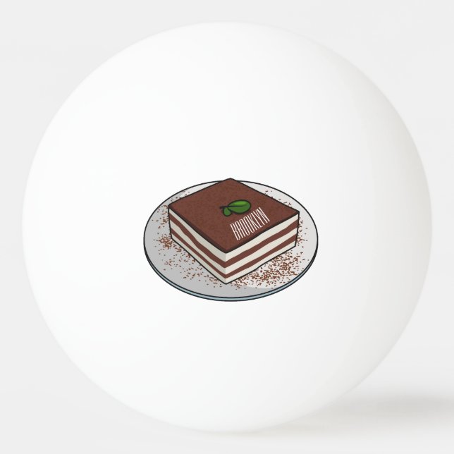 Balle De Ping Pong Illustration de gâteau de Tiramisu (Devant)