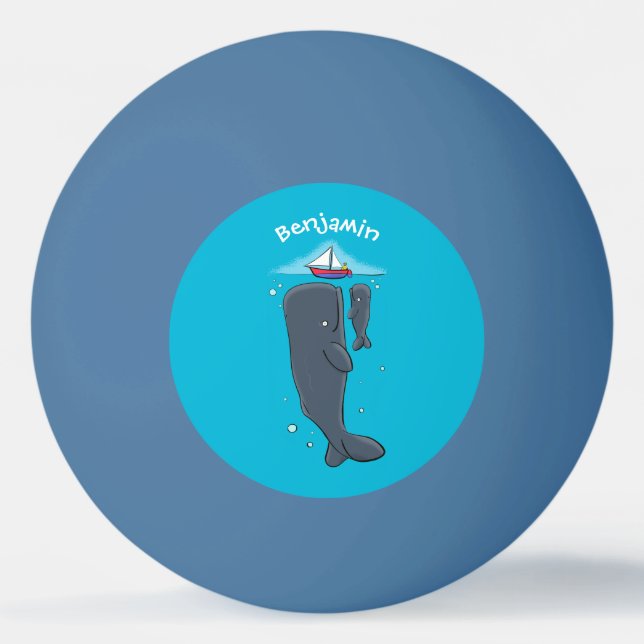 Balle De Ping Pong Illustration de mignons baleines et voiliers (Devant)