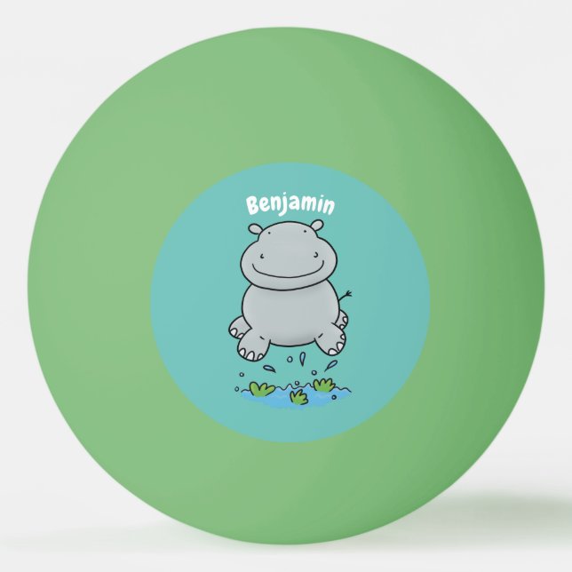 Balle De Ping Pong Illustration de saut en hippo mignon (Devant)