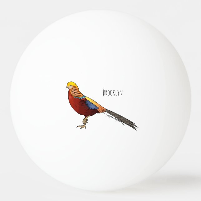 Balle De Ping Pong Illustration d'oiseau de faisan doré (Devant)