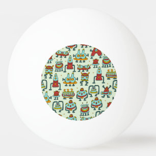 Balle De Ping Pong Illustration du Motif Vintage des Aliens robots