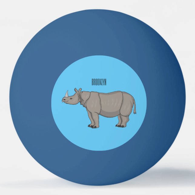 Balle De Ping Pong Illustration du rhinocéros de Javan (Devant)