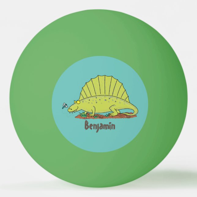 Balle De Ping Pong Illustration d'un dimétrodon vert mignon (Devant)
