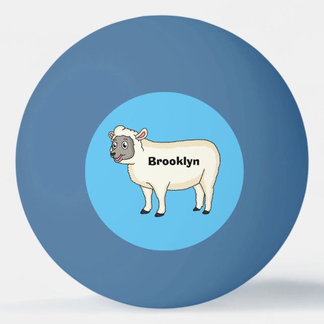 Balle De Ping Pong Illustration d'un mouton joyeux (Devant)