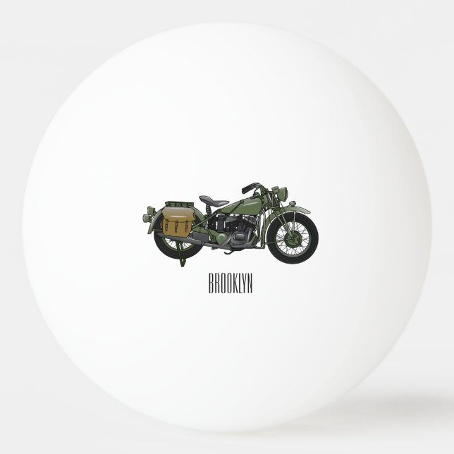 Balle De Ping Pong Illustration d'une moto de croiseur militaire (Devant)