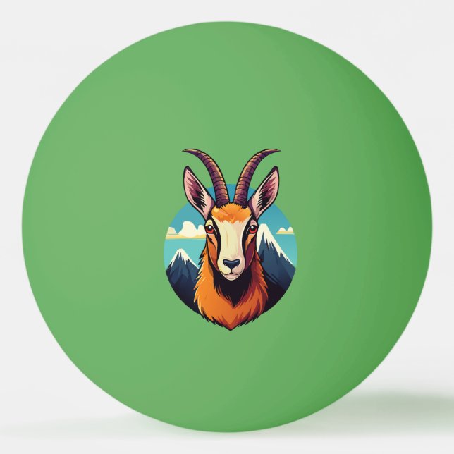 Balle De Ping Pong Illustration d'une tête de chamois (Devant)