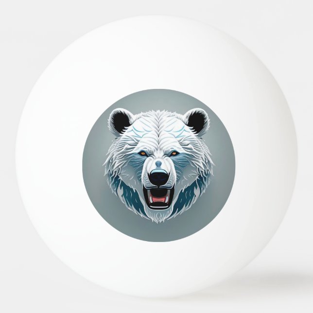 Balle De Ping Pong Illustration géométrique d'ours polaire féroce (Devant)