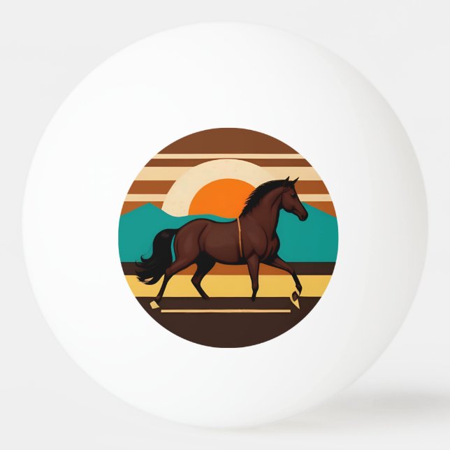 Balle De Ping Pong Illustration vintage d'un cheval (Devant)