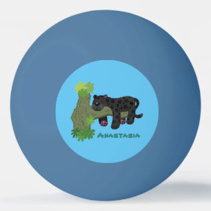 Balle De Ping Pong Image de dessin animé de chat en panthère noire ja