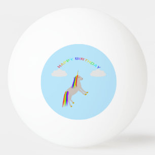 Balle De Ping Pong Imaginaire Anniversaire Unicorne arc-en-ciel et nu