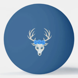 Balle De Ping Pong Imaginaire blanc Tête de cerf Antlers Rose yeux bl