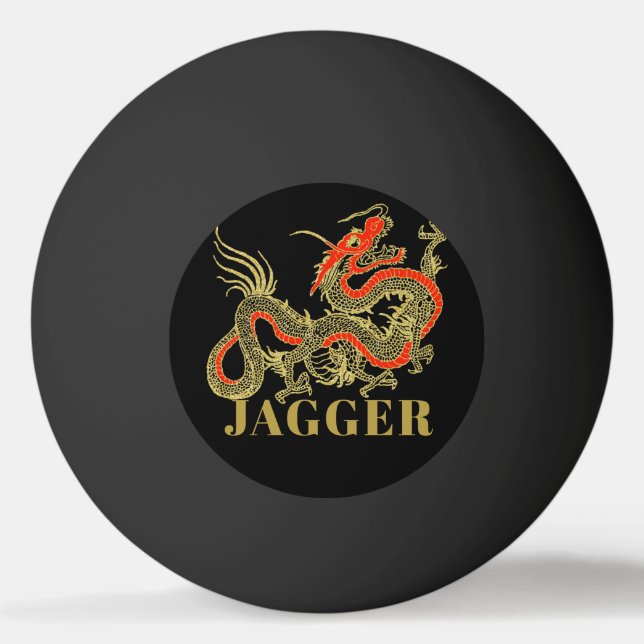 Balle De Ping Pong Imaginaire rouge noir chinois Dragon Monogramme (Devant)