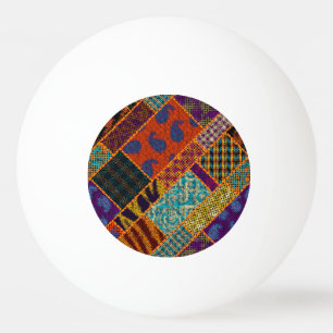 Balle De Ping Pong Imitation patchwork indienne, toile vintage.
