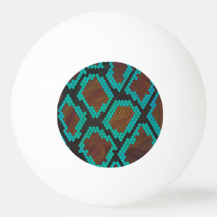 Balle De Ping Pong Impression Brown et Turquoise de serpent