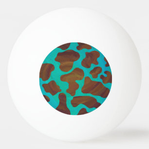 Balle De Ping Pong Impression Brown et Turquoise de vache