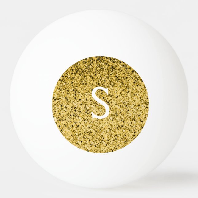 Balle De Ping Pong Initiales du monogramme de Parties scintillant d'o (Devant)