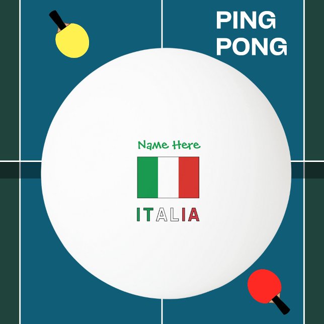 Balle De Ping Pong Italia e Bandiera Italiana Personnalisation verte (Créateur téléchargé)