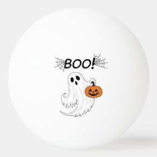 Balle De Ping Pong Jack-o’ lanterne et un fantôme blanc Boo Halloween